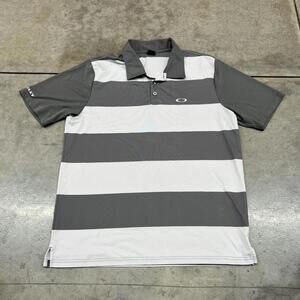 vintage oakley grey and white small logo polo shirt size large